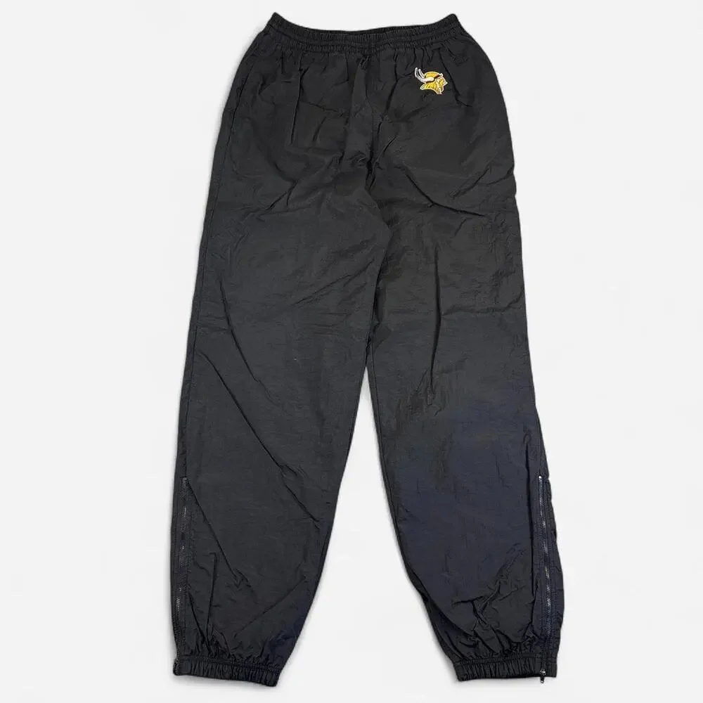 Champion Minnesota Vikings Nylon Track Pants Men’s L Black Mesh Lined Zip Ankles